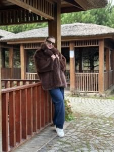 Premium Astarlı KÜRK uzun Kahve