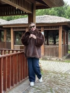 Premium Astarlı KÜRK uzun Kahve