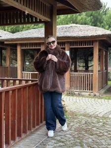 Premium Astarlı KÜRK uzun Kahve