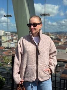 Ceylo fermuarlı Yumoş polar bej