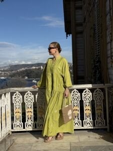 Yağ Yeşili Defne Varaklı Viskon katleya