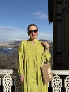 Yağ Yeşili Defne Varaklı Viskon katleya