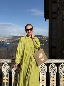 Yağ Yeşili Defne Varaklı Viskon katleya