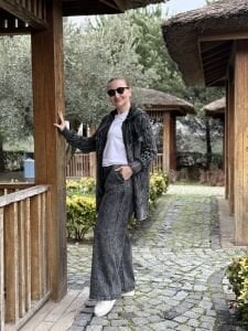 Afili Kot Denim-örgü Tasarım Takım Antrasit