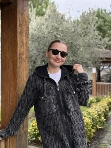 Afili Kot Denim-örgü Tasarım Takım Antrasit