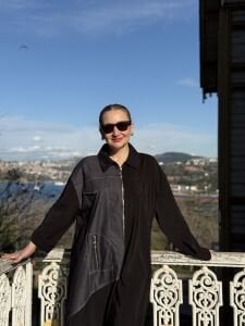 Denim detaylı tensel tasarım elbise siyah-laci