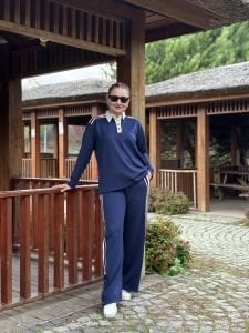 Flora pamuk takım lacivert