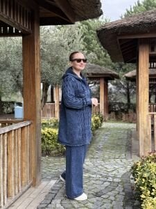 Afili Kot Denim-örgü Tasarım Takım İndigo