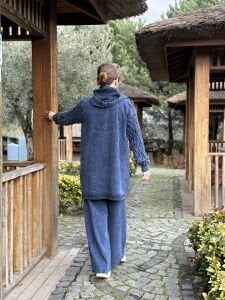 Afili Kot Denim-örgü Tasarım Takım İndigo