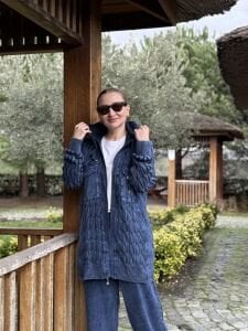 Afili Kot Denim-örgü Tasarım Takım İndigo