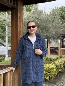 Afili Kot Denim-örgü Tasarım Takım İndigo