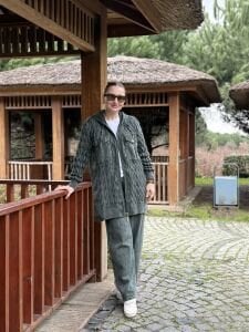 Afili Kot Denim-örgü Tasarım Takım Haki