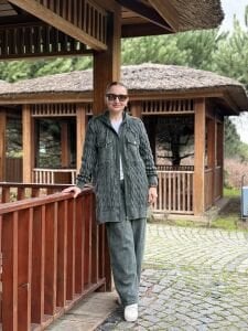 Afili Kot Denim-örgü Tasarım Takım Haki