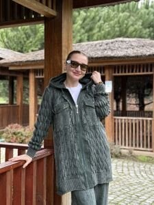 Afili Kot Denim-örgü Tasarım Takım Haki