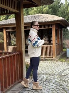 Geometrik detaylı polar sweatshirt