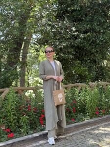 A.akay Kimono Keten Takım haki