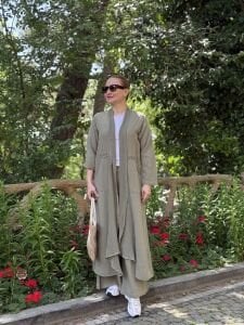A.akay Kimono Keten Takım haki