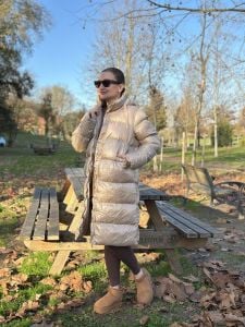 Sütlükahve fermuarlı şişme mont