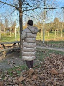 Sütlükahve fermuarlı şişme mont