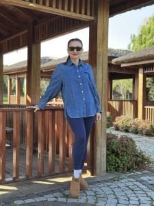 Orjinal Yan yırtmaç detaylı kot gömlek