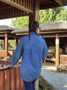 Orjinal Yan yırtmaç detaylı kot gömlek