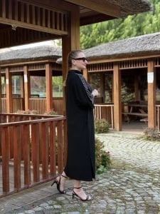 Siyah taşlı Likralı elbise