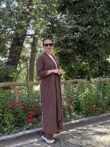 A.akay Kimono Keten Takım Kahve