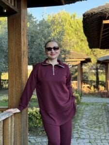 Ayparçası oysho takım Yar.Fermuarlı Bordo