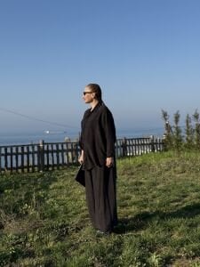 Premium İpek Kupra Takım Siyah