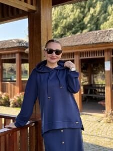 A.Akay Kapüşonlu Etekli Takım Lacivert