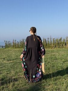 PREMİUM Etnik tasarım Çiçek Viskon Elbise SİYAH(Kopya)