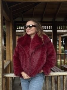 Premium Astarlı kısa KÜRK Bordo