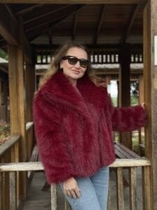 Premium Astarlı kısa KÜRK Bordo