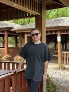 Orijinal marka Taşlı Kot Bluz antrasit