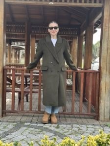 Haki Kaşe 4 düğmeli Kaban