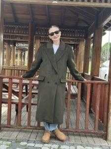 Haki Kaşe 4 düğmeli Kaban