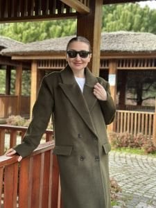 Haki Kaşe 4 düğmeli Kaban