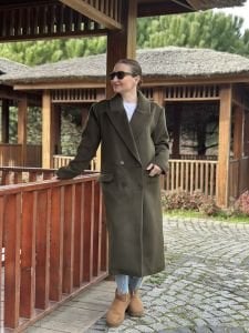 Haki Kaşe 4 düğmeli Kaban