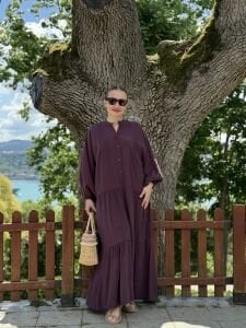 Polo tensel katleya elbise Mürdüm