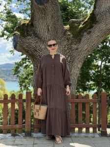 Polo tensel katleya elbise Kahve