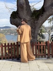 Oversize Müslin Takım camel 8282