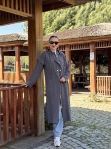 A.Akay İpek Kupra kap-trenç Gri