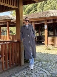 A.Akay İpek Kupra kap-trenç Gri