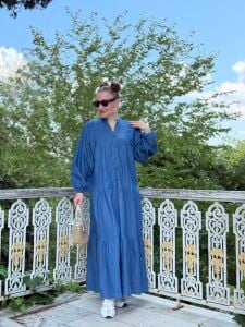 Polo Z.r Denim Tensel elbise Koyu mavi