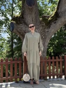 Polo tensel katleya elbise haki