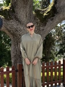 Polo tensel katleya elbise haki