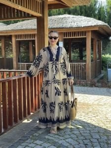 Yaprak Viskon katleya elbise vizon lacivert