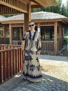 Yaprak Viskon katleya elbise vizon lacivert