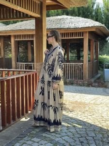 Yaprak Viskon katleya elbise vizon lacivert