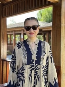 Yaprak Viskon katleya elbise vizon lacivert